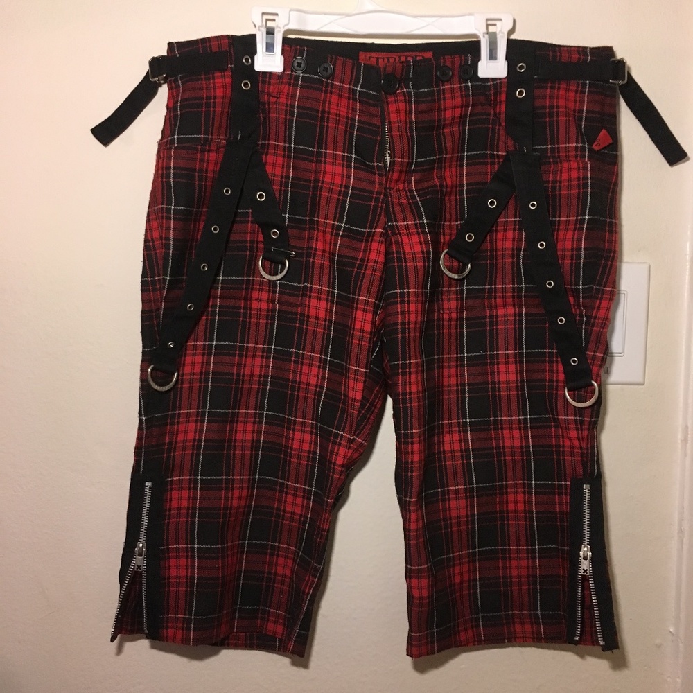 Red/ Black Plaid Tripp NYC Punk Capris Size 9